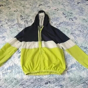 KAII los Angeles California Windbreaker jacket Neon color w/ white&navy Size S